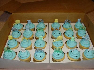 Baby Shower Blue And Black Cupcakes
