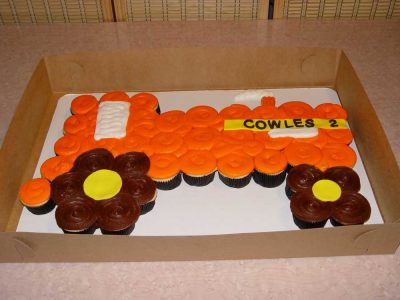 Orange Tractor Cupcakes