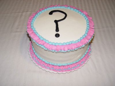 Pink Blue Question Mark Cake