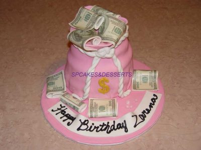 Pink Money Cake